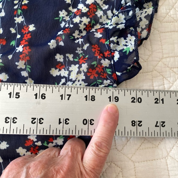 NWT Anna-Kaci Floral Print Navy Dress M fully lines V neck cap sleeves - Picture 10 of 13
